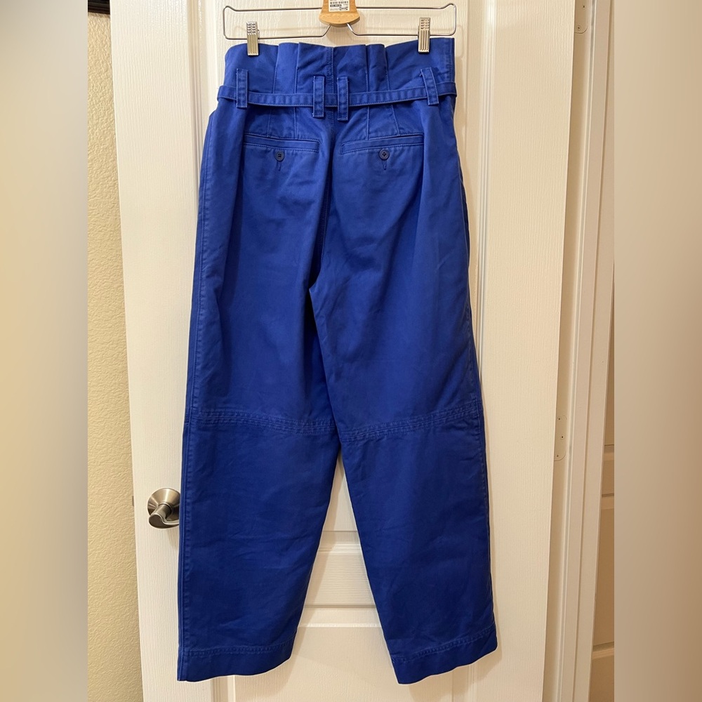 Madewell 100% Cotton Cobalt Blue Paperbag Trench Chino Pants Women’s 4 - Picture 6 of 11